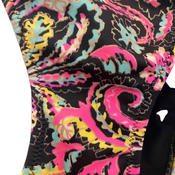 VICTORIA’S SECRET Bikini Bottom High Leg Pink Yellow Floral Geometric Sz S - Picture 5 of 6